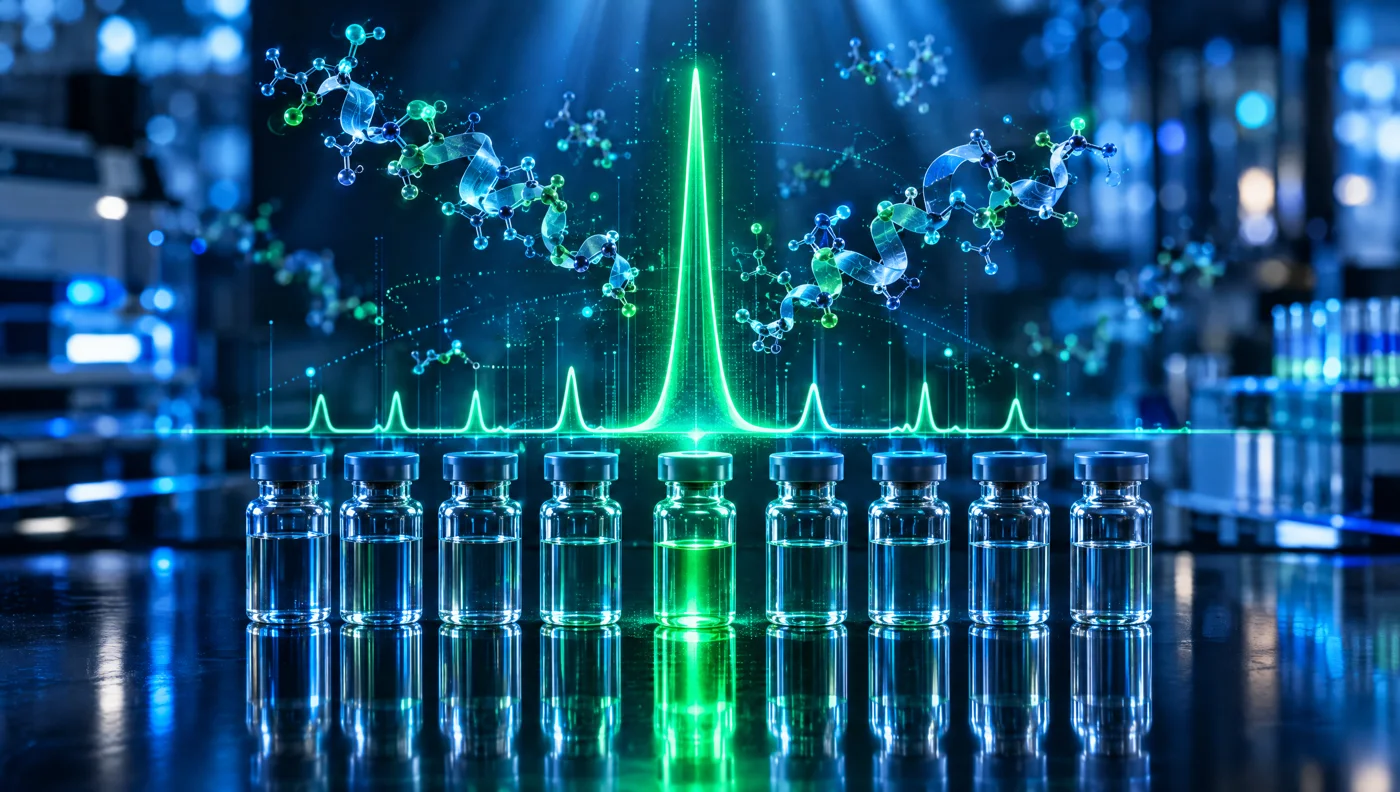 HPLC autosampler needle sampling a vial