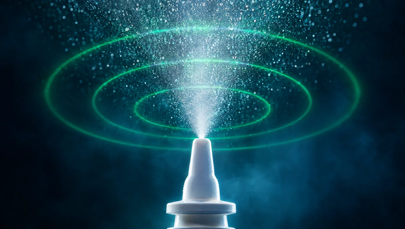 High-speed photo of a uniform atomized spray plume